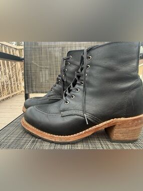 Red Wing Shoes Black Leather Lace-Up Heel Boots